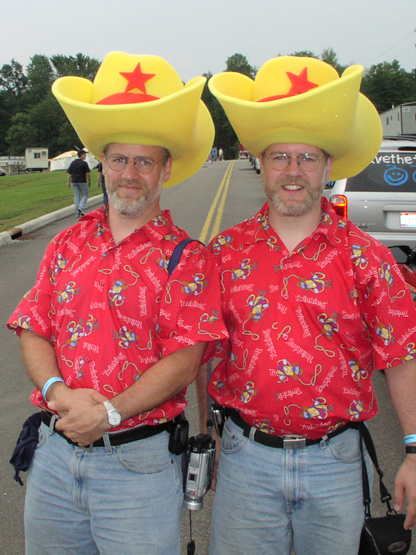 August 02, 2003@09:59<br/>John and Me in our ridiculous hats.