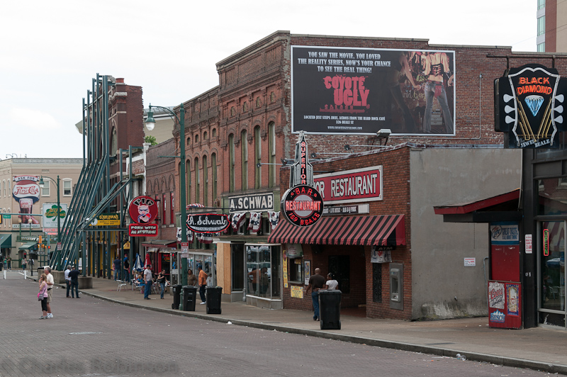 Beale Street, DT Memphis.  The facade being held up by all of the girders is where we had lunch.<br />March 18, 2012@13:10