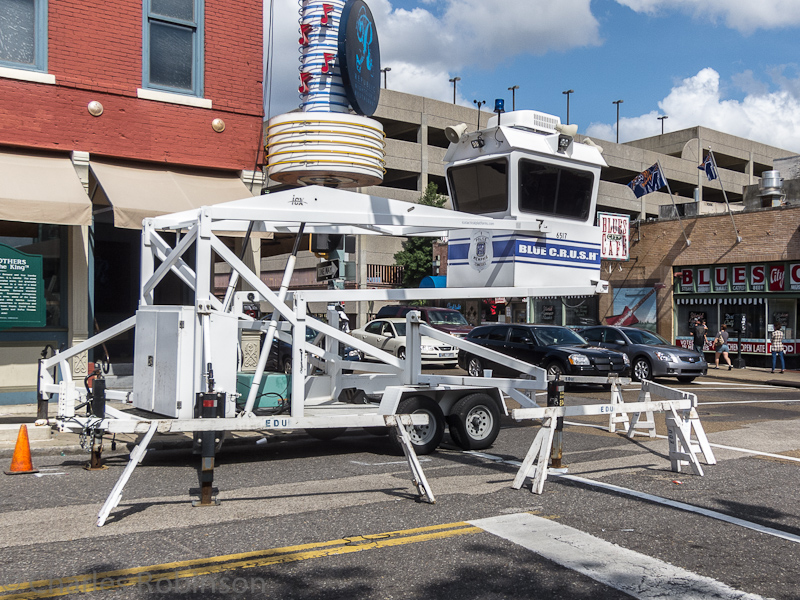 There was some evidence that things get more hectic on Beale Street over the weekends - a pair of police observation towers bookended the walking part of the street.  Part of Memphis' 
