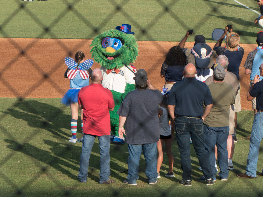 Another day, another ballgame - we are now in Mobile for a BayBears game.  What the heck is that mascot supposed to be?