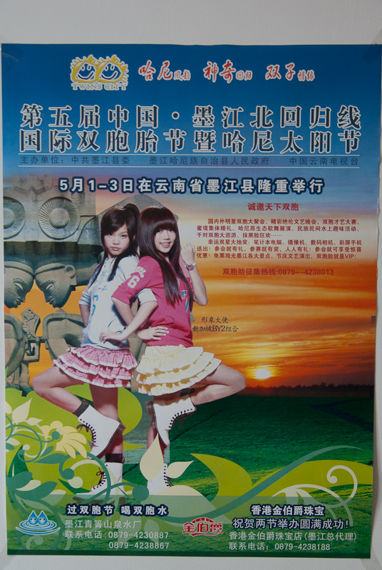 April 30, 2010@18:12<br/>This poster promoting the Twins Festival was up in our room when we checked into the hotel.