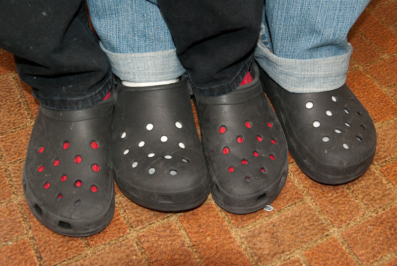 December 25, 2009@19:16<br/>John and Gene were wearing almost-matching Crocs