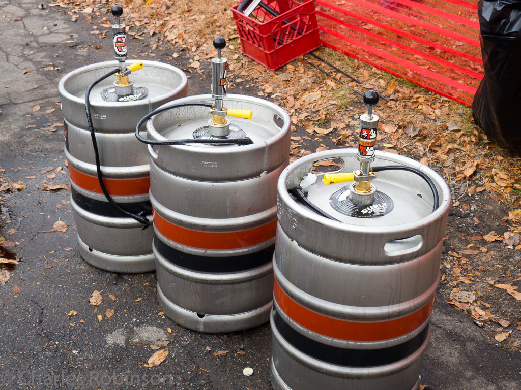 These were set out into the street for the people in line to enjoy.  Coffee Bender.  I think only about one keg's worth was consumed.<br />October 24, 2015@11:32