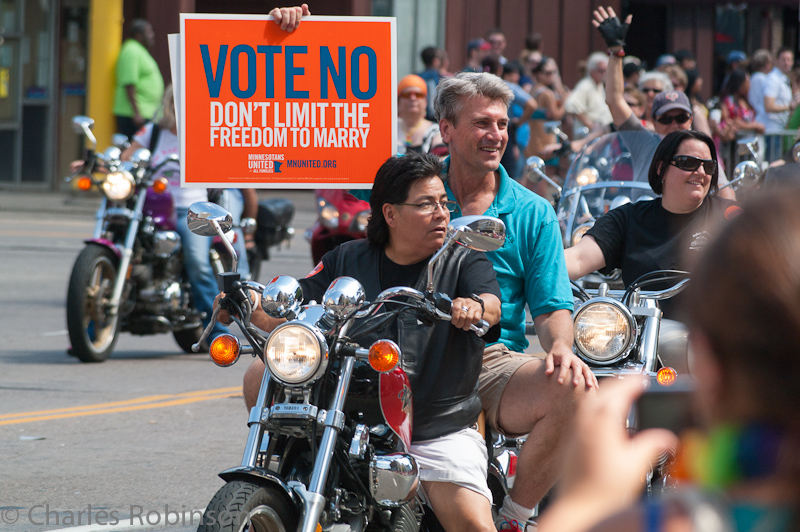 Our Mayor - one of thousands of people opposed to the anti-marriage amendment.  Riding with the Dykes on Bikes.<br />June 24, 2012@11:04