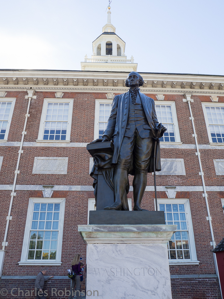 Washington in front of Independence Hall.<br />October 11, 2016@12:08