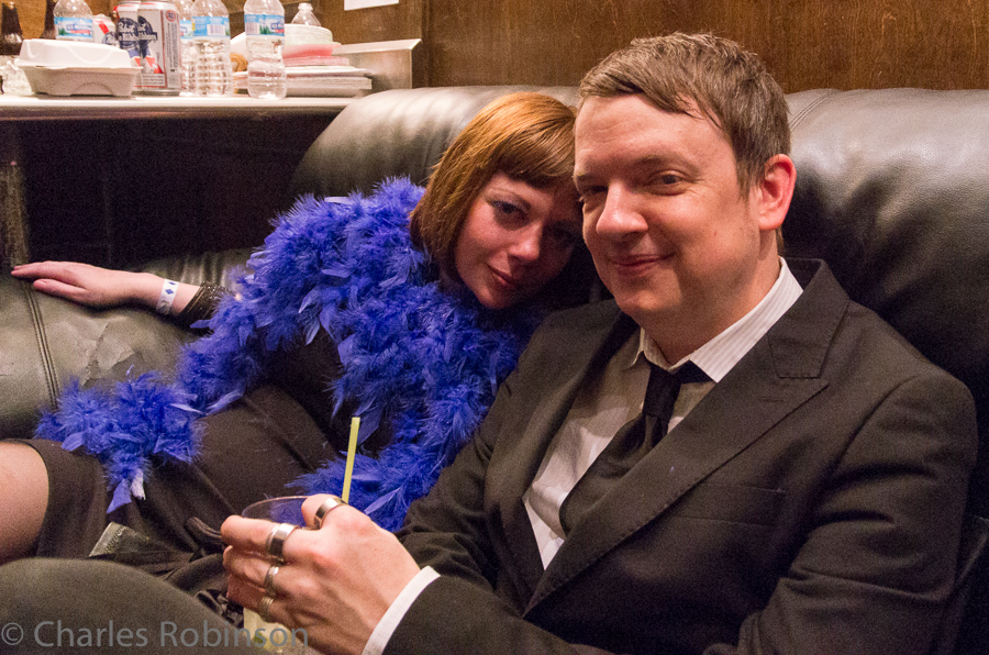 Janey and Christian relaxing post-show.  'Try not to look exhausted!' said the photographer...<br />May 18, 2013@00:25