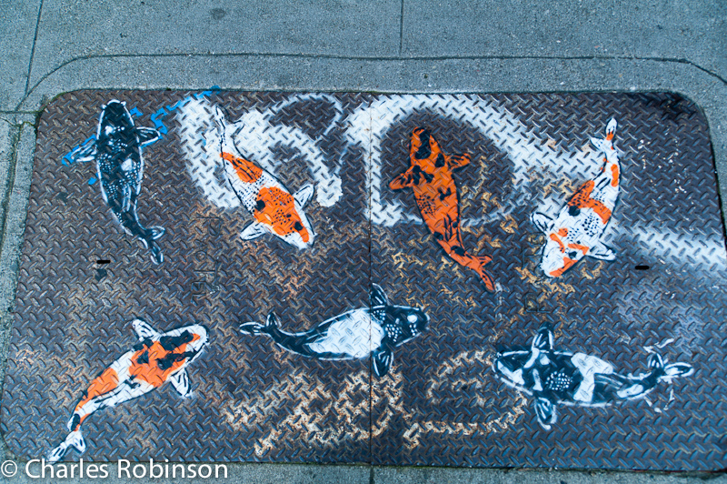 There were fish painted everywhere on access panels in the sidewalks.<br />November 08, 2011@16:39
