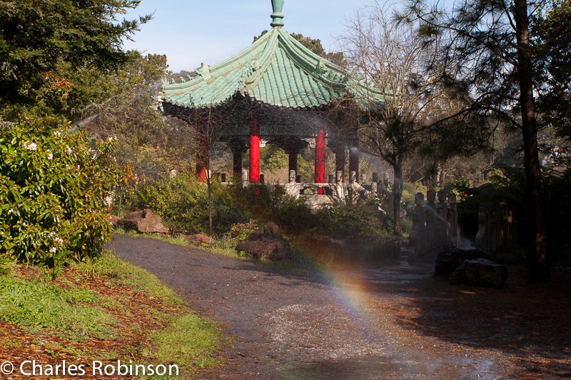 Chinese Pavilion in Golden Gate Park - was surrounded by sprinklers so we couldn't actually get inside of it.<br />November 09, 2011@14:58