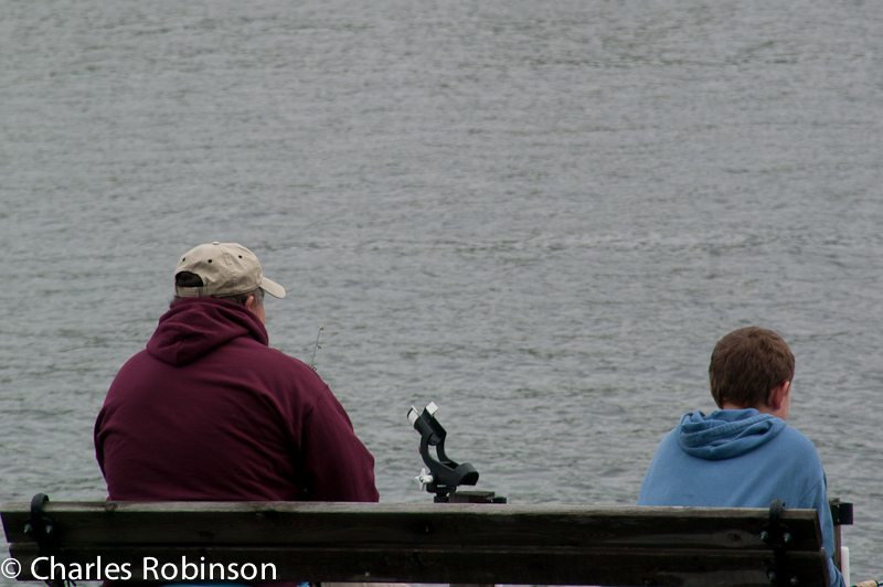 Danny and Charlie fishing off the dock in the morning<br />July 09, 2011@12:07