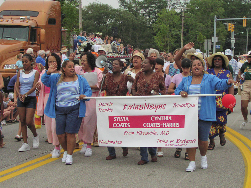 August 02, 2003@10:37<br/>Sylvia and Cynthia led what had to be the most energetic part of the parade. They were singing the whole way! I think the only part of the parade that was LOUDER was the firetrucks!