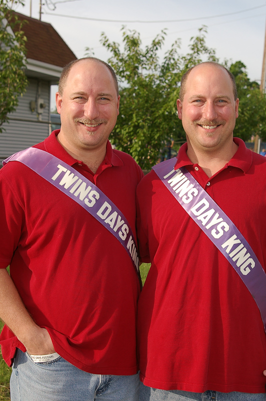 August 06, 2005@08:20<br/>Ed and James Wasko, with their sashes from their Twins Days kingship in 1986