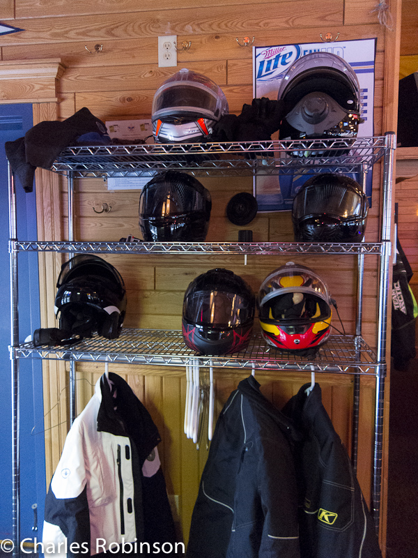 Every bar up there has a room or a rack for all of the snowmobile gear<br />March 09, 2012@17:44