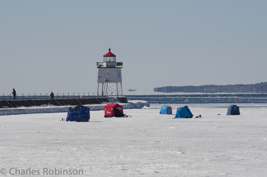 Lighthouse point in Two Harbors, MN<br />March 16, 2014@11:11