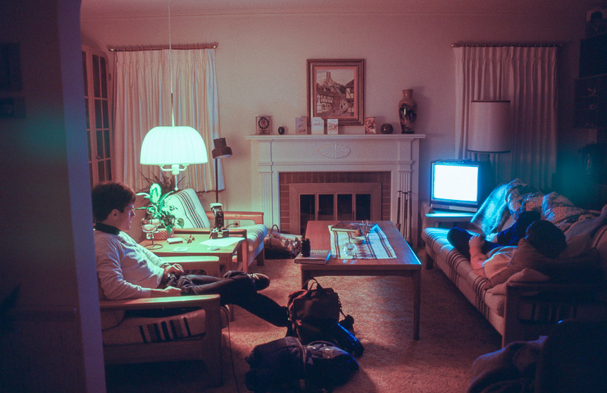 John and me watching TV in our living room, 21