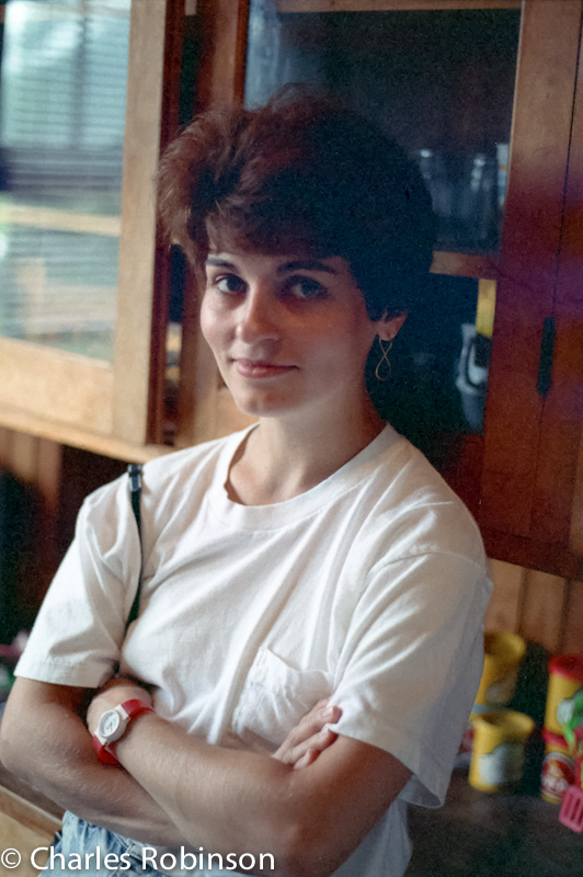 Solveig hanging out in our kitchen...<br />November 30, 1990@12:00