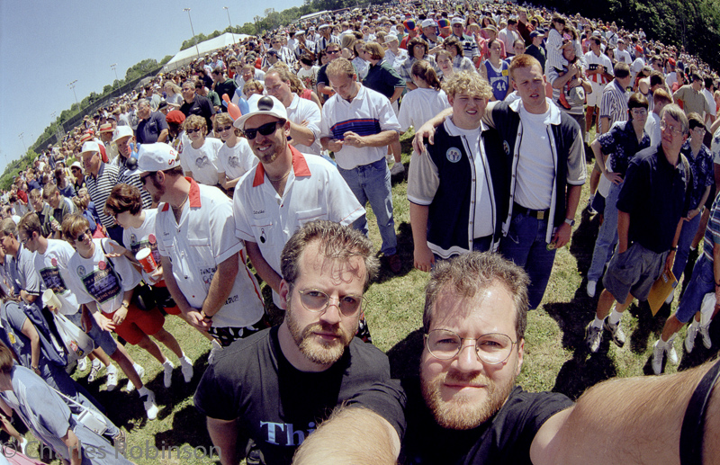 Playing with the fisheye lens while waiting for the group photo to be taken.<br />August 01, 1998@11:31