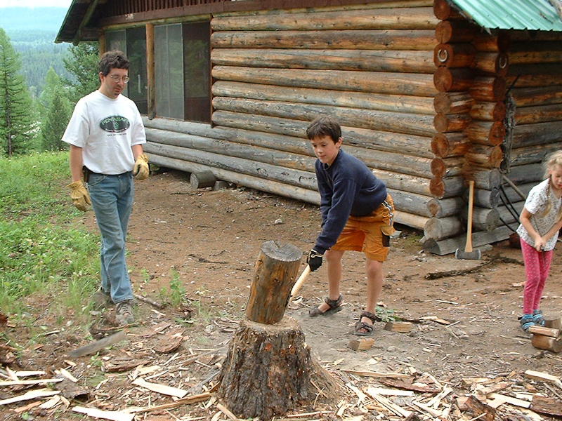 July 16, 2001@14:34<br/>Casey works on his wood-chopping skillz