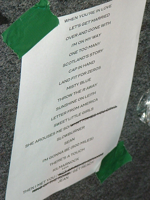 October 04, 2001@23:03<br/>Setlist from the Proclaimers concert at The Cabooze - October, 2001