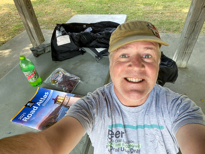 Rest stop and map check, Mascoutah, IL.