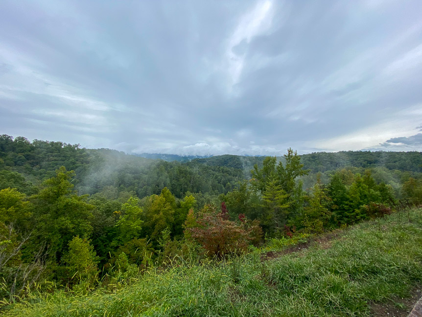 Scenic/rainy stop on the Cherohala Skyway.  Great roads, awful weather.