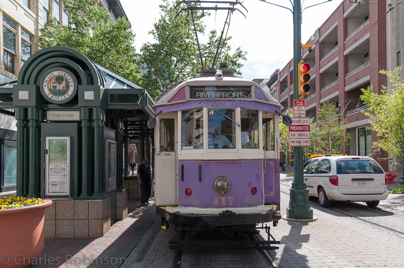 Memphis Streetcar.  Melissa made me move before I could get run over by the train...<br />March 18, 2012@14:49