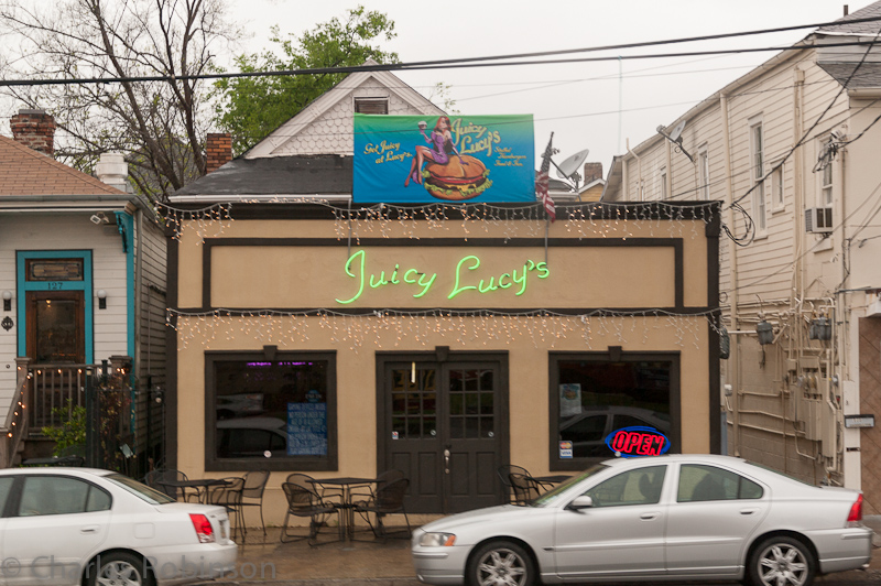 Spotted on the way to City Park - they do actual honest-to-god Juicy Lucy burgers!  Unfortunately, we didn't have the time to stop in.  NEXT time.<br />March 21, 2012@15:27