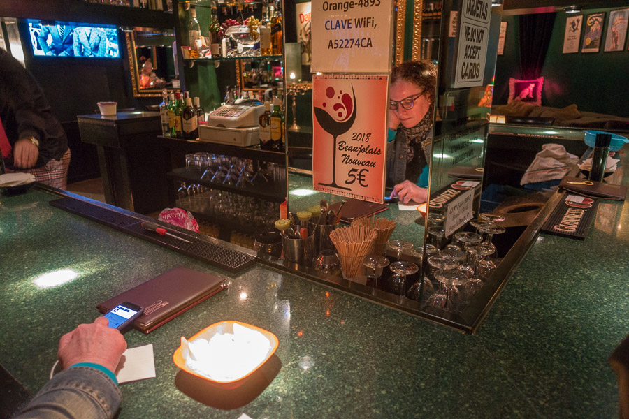 Last night - the spotlights down on the bar really made those potato chips stand out!