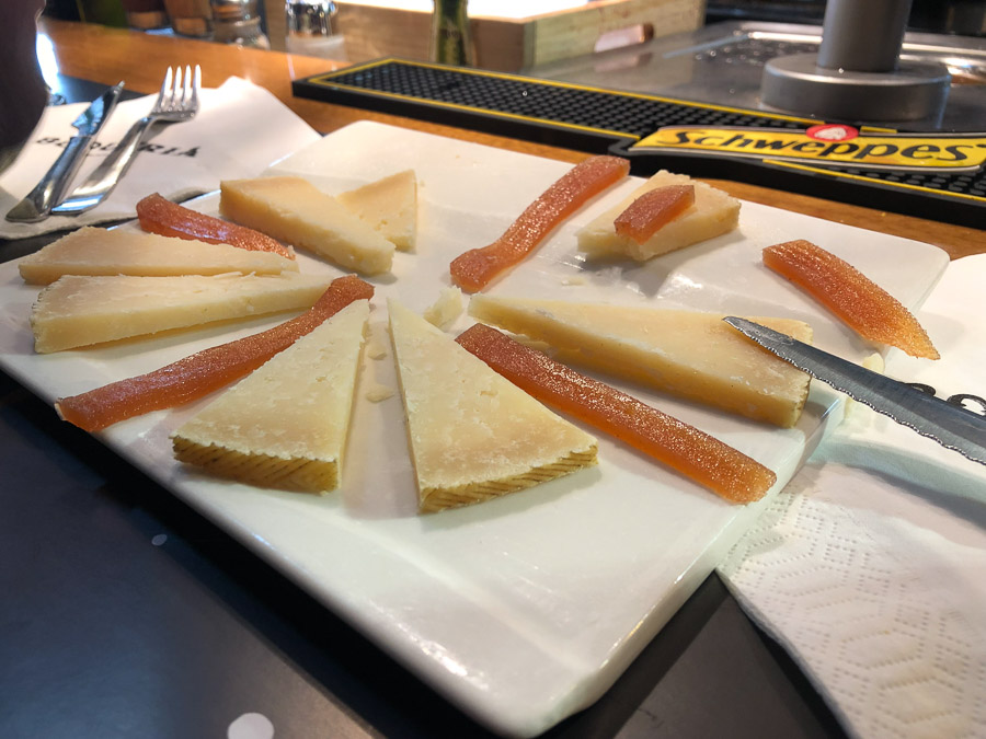 Cave-aged hard cheese and quince paste to go with the jamon we had with us.  Delicious!