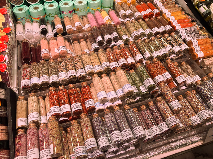 Various salts available at the Mercat de la Boqueria.  We returned there for breakfast.