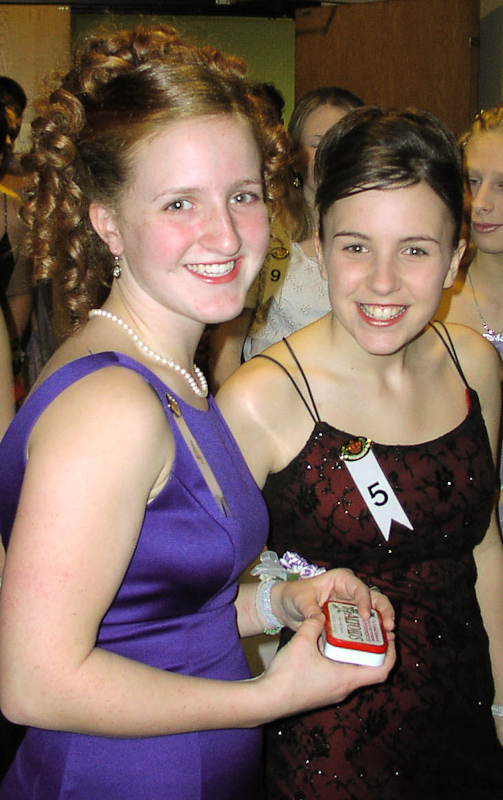 January 25, 2002@18:23<br/>Fiona and friend before the St. Paul Winter Carnival Junior Royalty selection...