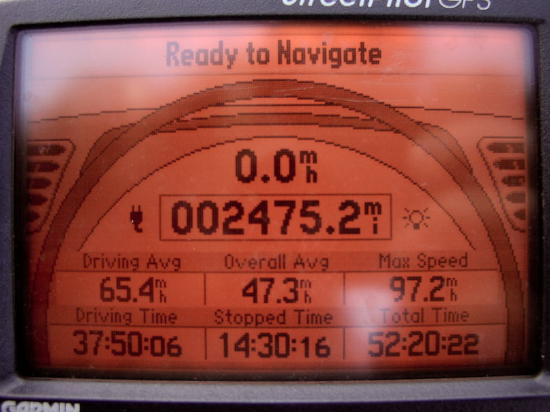 May 27, 2002@18:45<br/>Final stats after circling the Great Lakes (all of them).  It might be a bit inaccurate but I tried to keep the GPS running the whole time to get 