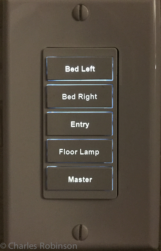 The lighting controls in our hotel room were all electronic.  It was nice to have all of this right by my side of the bed.  The only fail is that there were NO controls on the other side of the bed!<br />December 12, 2014@22:46