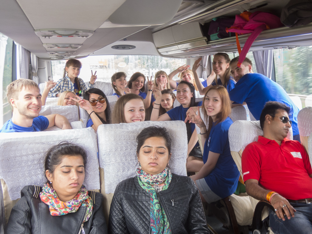 On the road.  Russians: Awake.  Indians: All asleep.<br />April 30, 2015@13:49