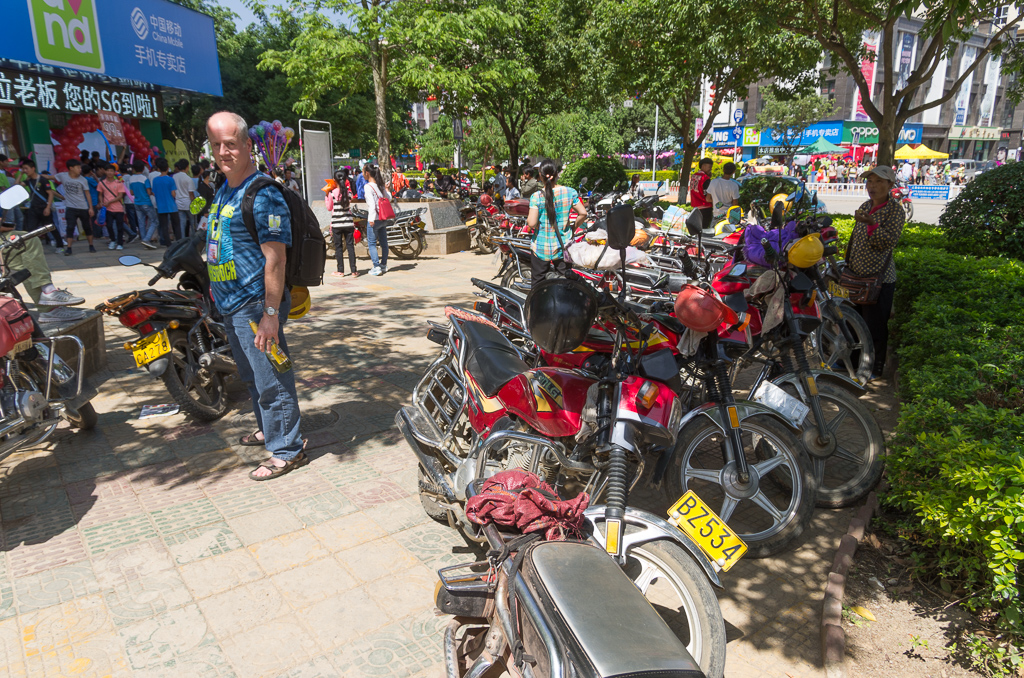 Typical street corner chock-full of scooters<br />May 01, 2015@11:01