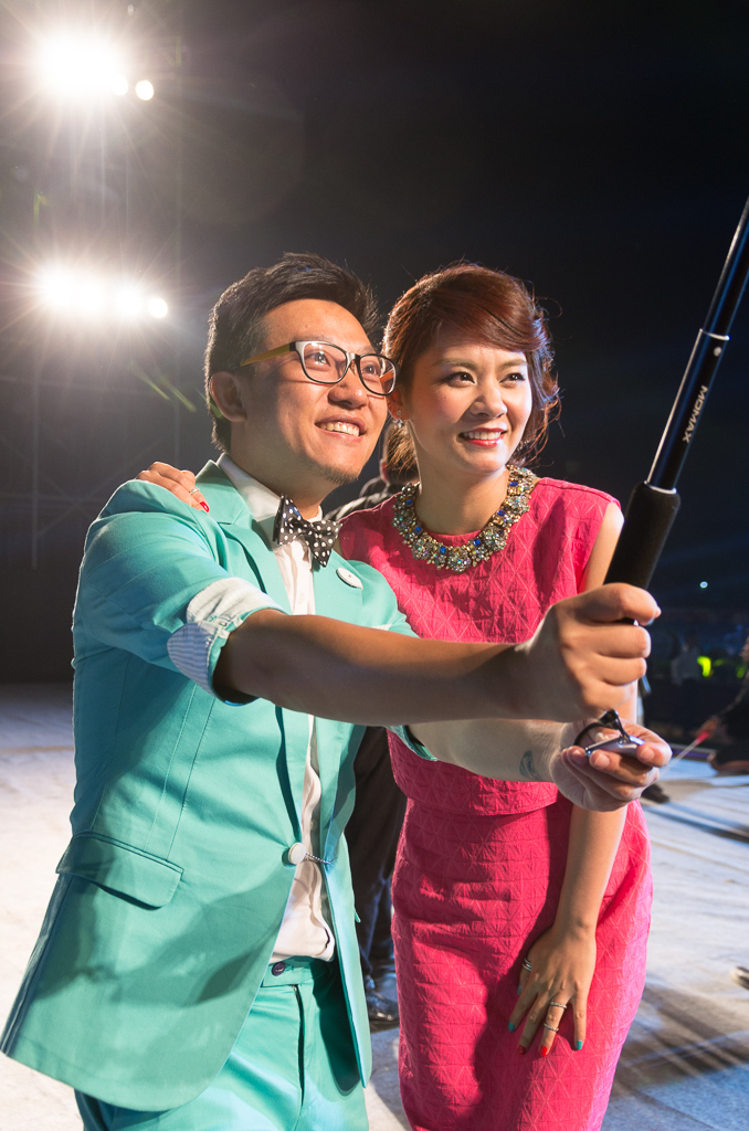 The MCs for the show, doing their own picture with his selfie-stick.<br />May 01, 2015@23:30