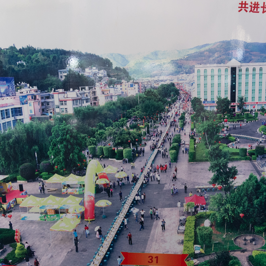 Photo of a photo of the Long Street Feast from years past.  That's a lot of tables!!<br />May 02, 2015@10:25