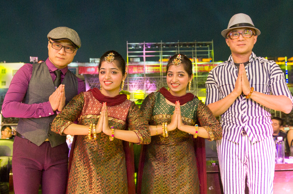 In front of the stage before the talent competition, with Sania/Dania and the guys from 