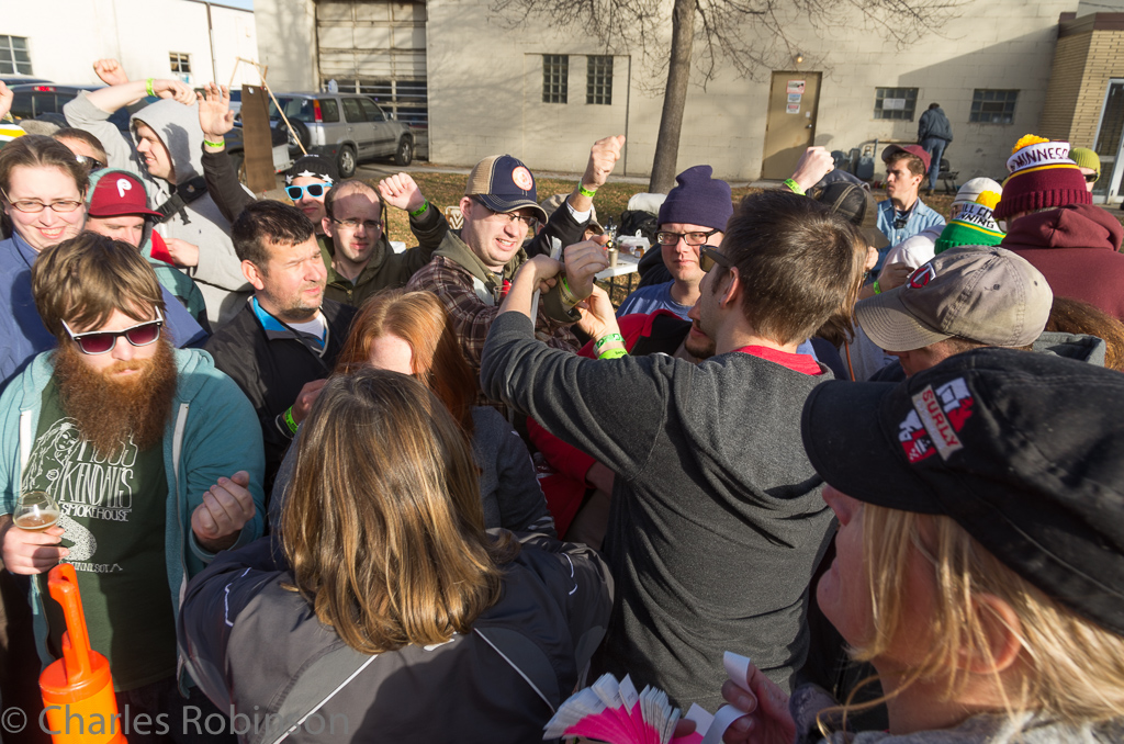 The Handing-out Of The Wristbands.  Things are starting to get a little chaotic.<br />October 25, 2014@09:29