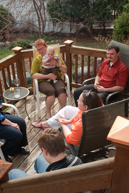 April 04, 2010@16:19<br/>Everyone hanging out on the deck relaxing.  NICE Easter weather, 'specially for Minnesota!