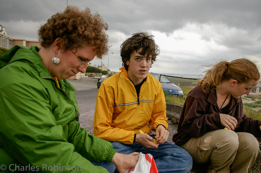 We stopped for lunch at the top of a small bluff overlooking some surfers. On the Dingle Peninsula, in Inch.<br />June 18, 2005@13:43