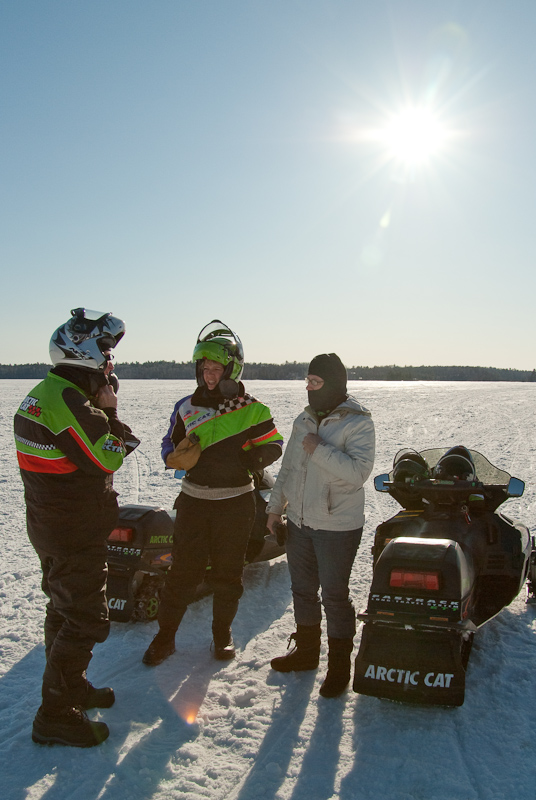 March 07, 2009@15:51<br/>Later on, the 4 of us piled onto two sleds to witness the silliness which is water-skipping