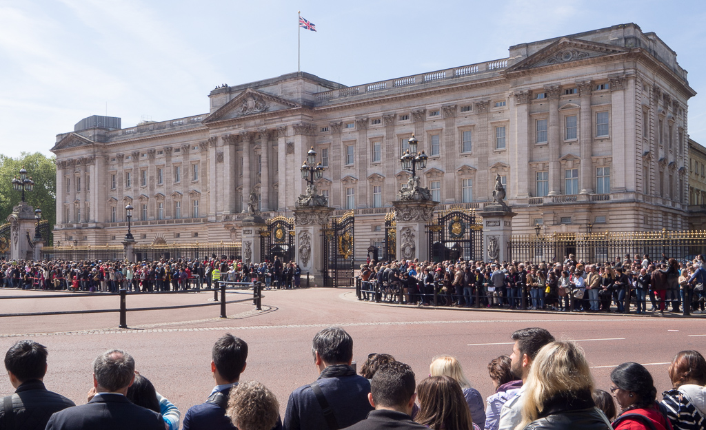 As we walked through Green Park, we stumbled across The Changing of the Guard.  Mostly all we saw were other people, though.<br />May 10, 2017@11:35