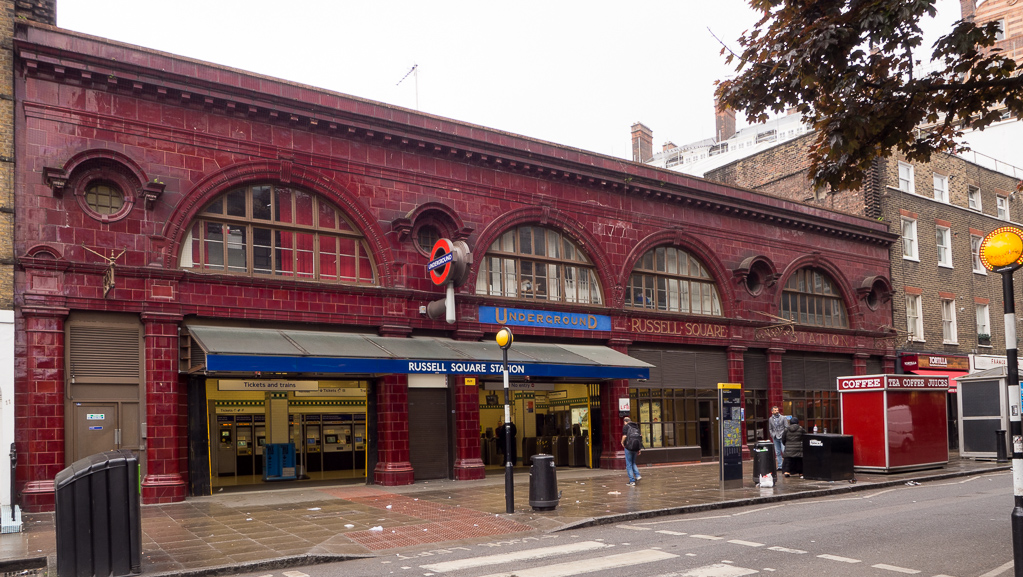 Russell Square station is also covered in cool red glossy tiles<br />May 13, 2017@07:32