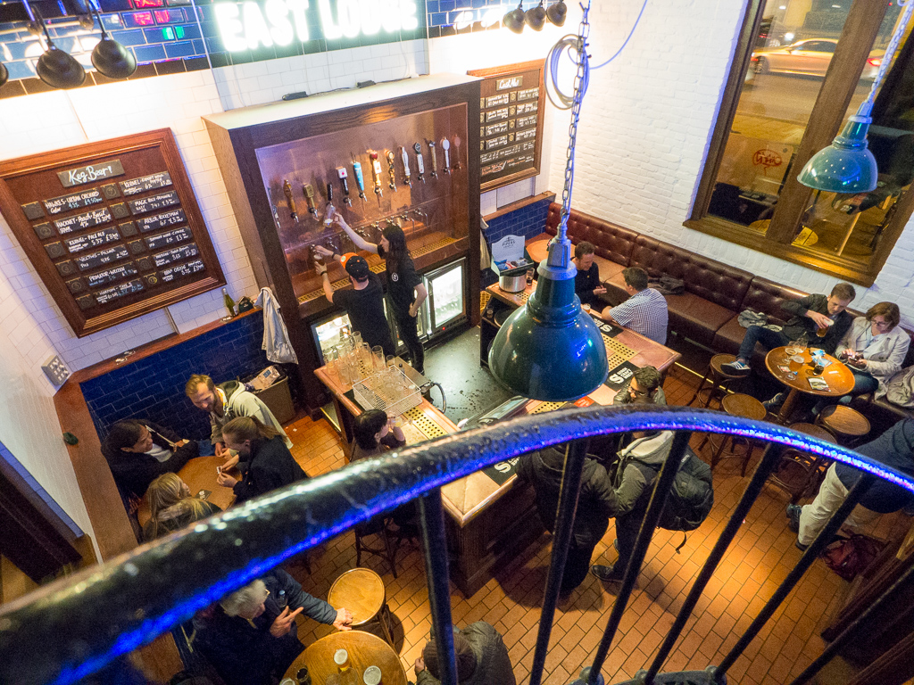 Inside The Euston Tap (East) from the top of the spiral staircase<br />May 06, 2017@22:14