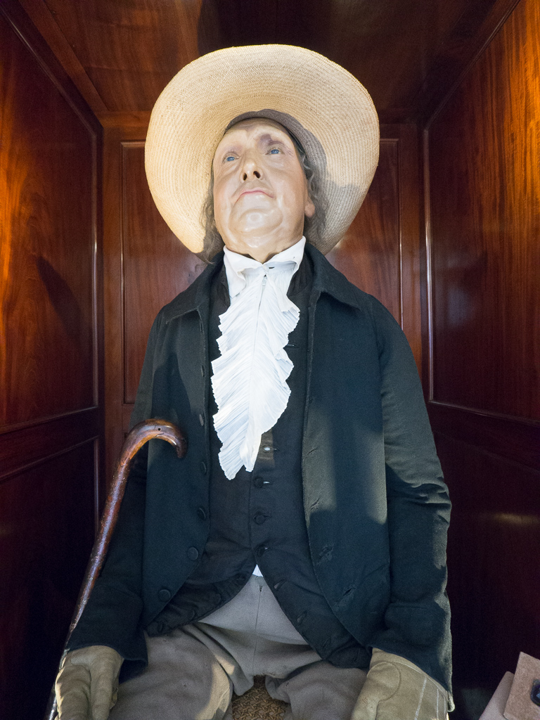 The Jeremy Bentham auto-icon.  His skeleton is inside there (except for his too-fragile skull).<br />May 09, 2017@12:28