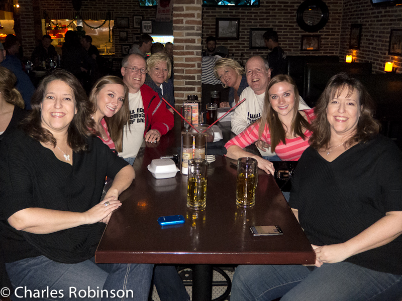 The gang, after we were moved to a different table to make room for the DJ.<br />February 25, 2012@22:16