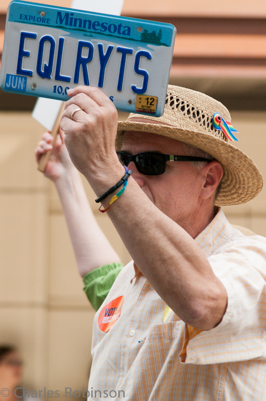 It's not everyone removes their license plate to carry it with them in a parade!<br />June 24, 2012@12:00