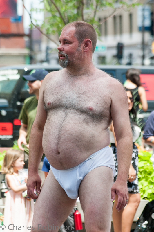 This guy wasn't with any group.  He just always (every year!) has his own spot in the parade.  We call him 