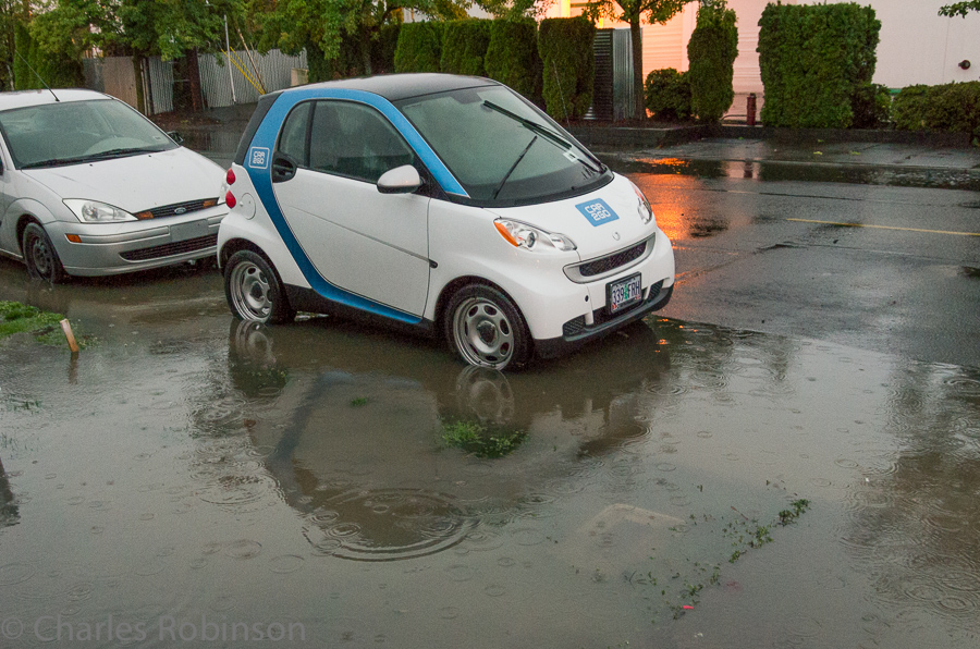 When we got out, our tiny little car was being overtaken by water - just like the floor in the taproom!<br />September 28, 2013@18:52