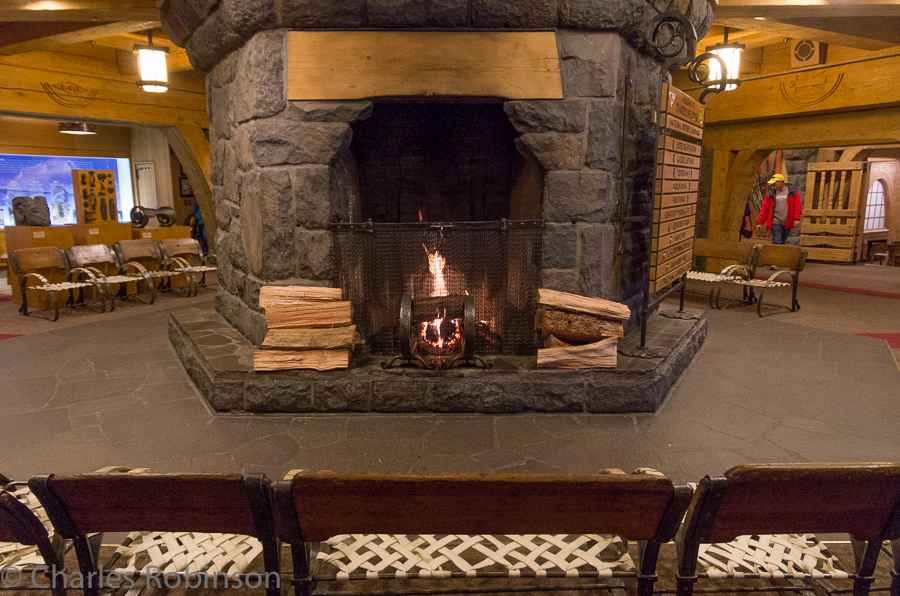 Inside Timerline Lodge - that fireplace felt good.<br />September 30, 2013@12:08